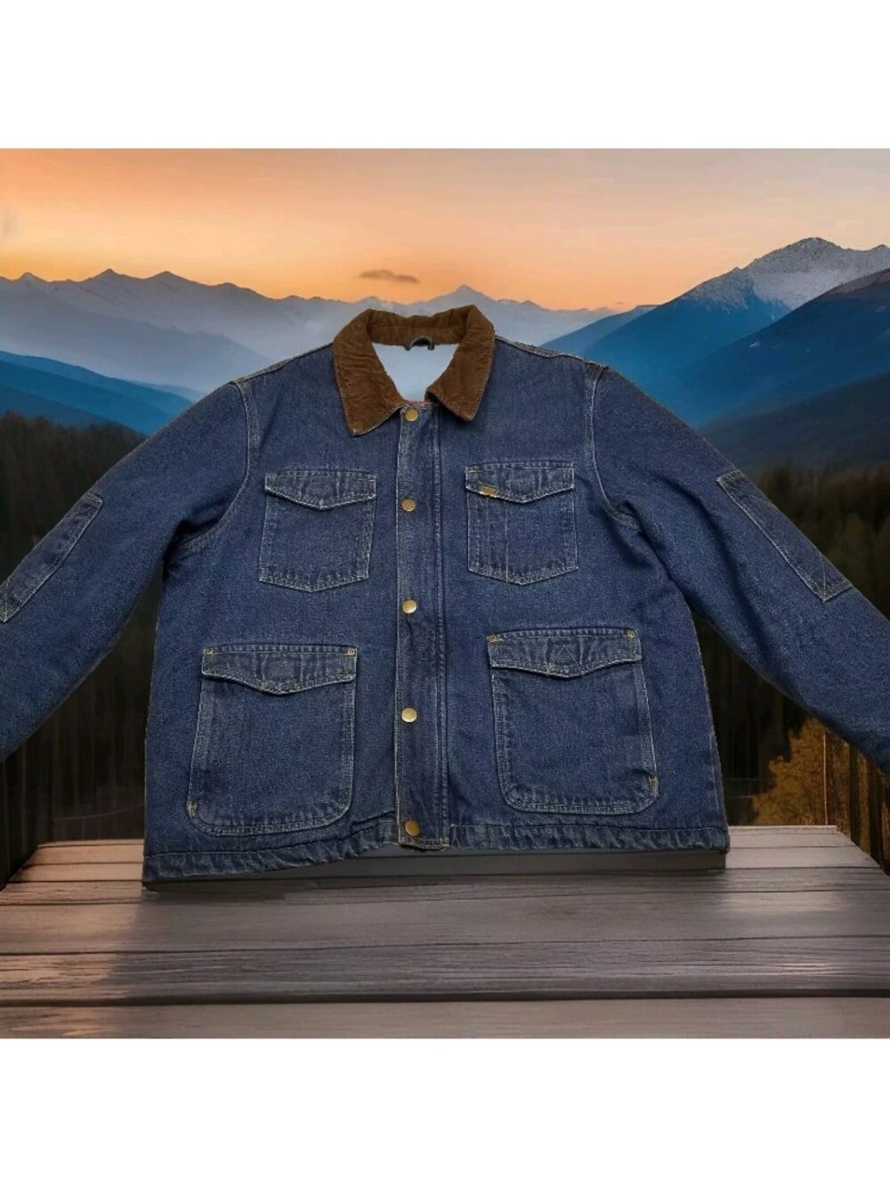 ✅WRANGLER Dark Denim Sherpa Lined Chore Coat Barn/Farm/Work Jacket 15101 Mens XL